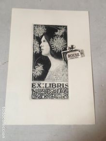 Art: Antiguo grabado MODERNISTA .EX : LIBRIS autor J. LLONGUERAS - ANTONI DALMAU I JAMBRÚ 30X21 cm.